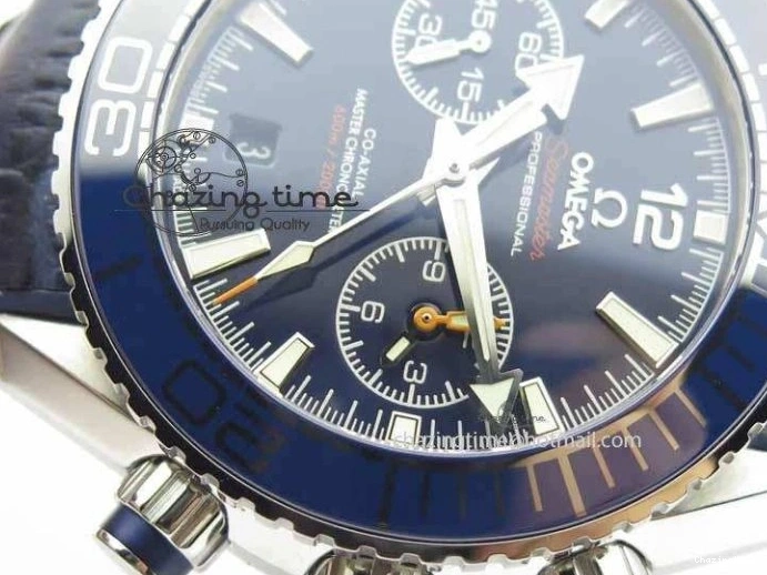 0129 EyeCatching Planet Ocean Master Chronometer SS OM 1:1 Best Edition Blue Dial On Leather Strap A 8176